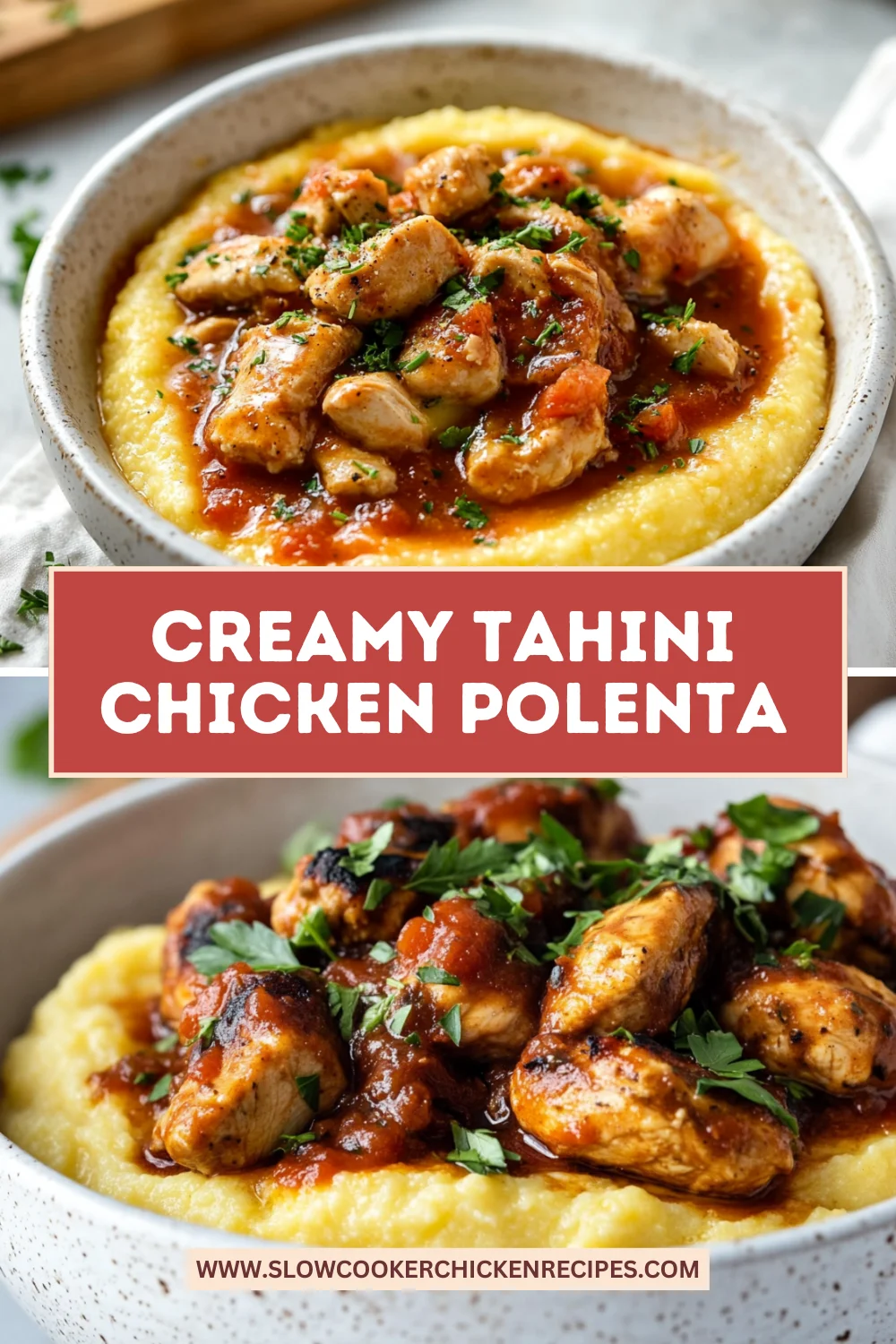 tahini chicken polenta